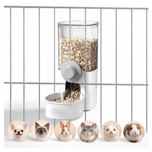 Auto Gravity Food Dispenser for Cage Hanging, 41OZ Capacity Hanging Automatic Pet Cage Feeder, Food Bowl for Cats Dogs Rabbit Ferret Chinchilla Bird Hedgehog Guinea Pig (White)