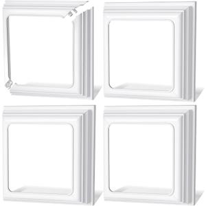 Thyle 4 Pcs True 4x4 Inches Vinyl Post Skirt Post Base Cover Column Wraps for Porch Deck Base Vinyl Sleeve White Trim for Hand and Stair Rails