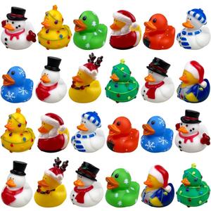 24 Pack Christmas Rubber Ducks Bath Toys for Kids Boys Girls Toddlers Christmas Party Favors Stocking Stuffers Gifts