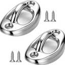 2PCS Curved Oval Rope Eyes with Screws Oval Shaped Curved Durable Hardware for Boats Decks and Outdoor Use Strong Rope Anchors for Secure Mounting