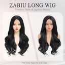 Long Black Wig for Women 26 Inch Wavy Synthetic Wig Natural Wave Middle Part Heat Resistant Natural Looking Black Curly Wig for Daily Use Cosplay Halloween