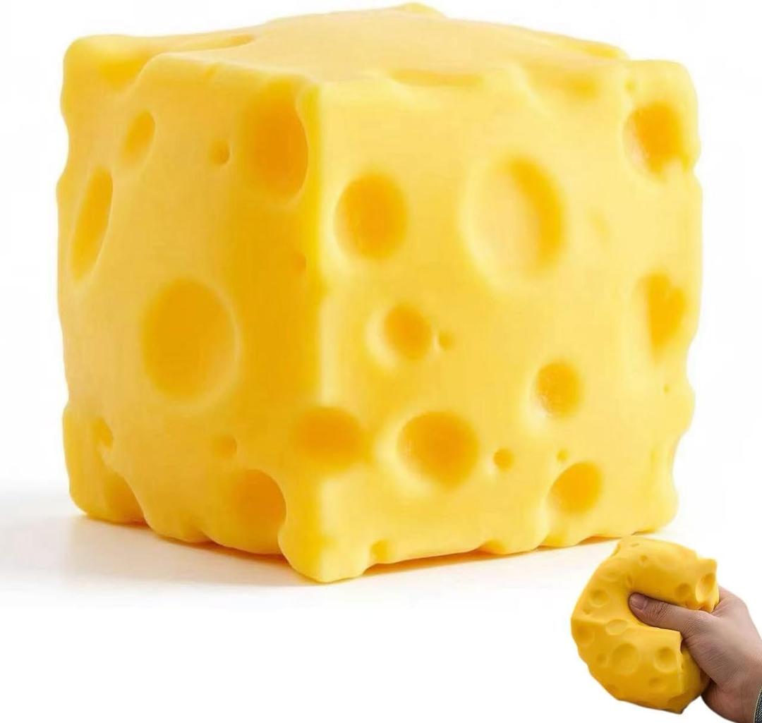 Yellow Cheese Squishy Toy Slow Rising Soft Squeeze Fidget Toy Stress Relief Sensory Desk Toy for Kids Adults Cute Party Gift