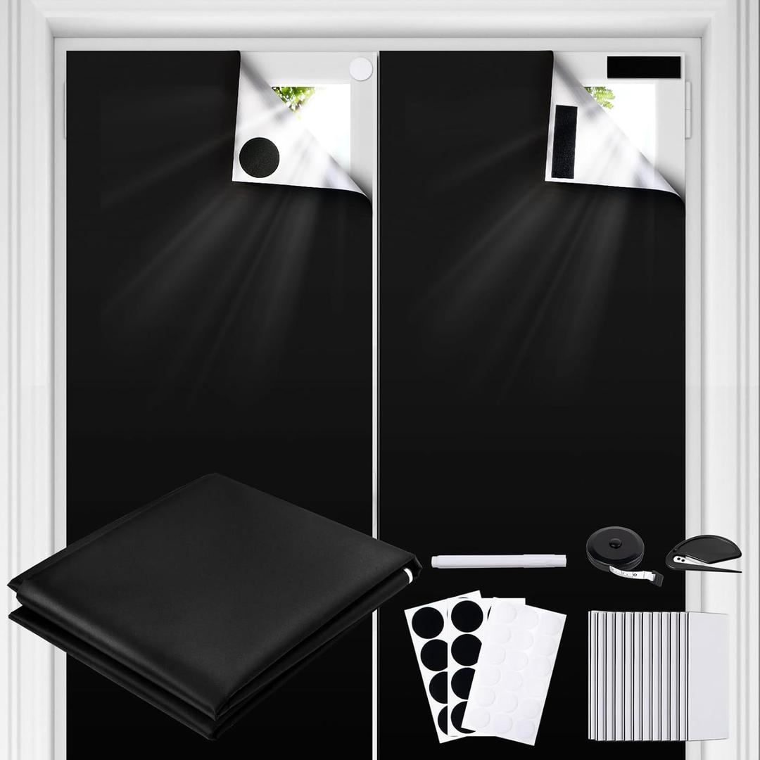 Blackout Curtains for Bedroom 57" x 39" Portable Blackout Shades Film 100% Blackout Window Cover No Drill Blackout Blinds with Hooks & Loops Strips Temporary Shades for Nursery Dorm Room