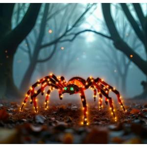 4.2Ft Giant Spider Halloween Decorations Outdoor 52" Light Up Spider with 90 LED Lights for Front Yard, Porch, Garden, Lawn, Halloween Party (Orange)
