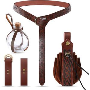 Renaissance Accessories 6Pcs Medieval Pirate Leather Belt Pouch Cork Potion Bottle Belt Halloween Cosplay Costume (Brown) Renaissance Accessories 6Pcs Medieval Pirate Leather Belt Pouch Cork Potion Bottle Belt Halloween Cosplay Costume (Brown)