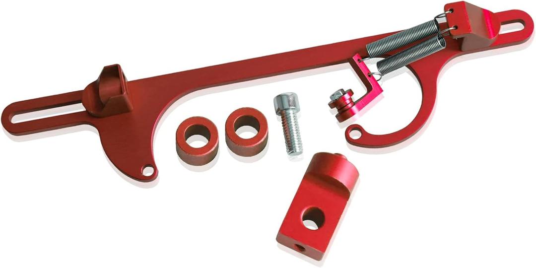 4150 4160 Series Throttle Body Cable Bracket Billet Aluminum Anodized Throttle Cable Bracket Adjustable (Red)