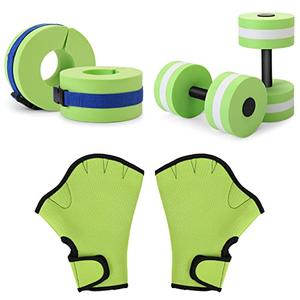 Water Dumbbells Set, 6 Pieces Water Aerobic Exercise Foam Dumbbell Set Pool Resistance, Detachable Aquatic Dumbells, Resistance Gloves, Aquatic Cuffs, Water Workout Fitness Tools for Weight Loss,