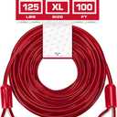 Tuff Pupper Dog Tie Out Cable 100 Feet | Dog Runner Cable for Yard 100 ft | Heavy Duty Lead | Water & Rust Resistant Industrial Strength Steel | 360 Degree No Tangle Swivel Clips