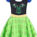 COTRIO One Piece Princess Swimsuit for Girls Short Sleeve Swim Dress Rash Guard Bathing Suit Skirted Swimwear 1-10 Years
