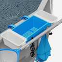 2025 XL Poolside Storage Basket with 2 Cup Holders & Pole Hanger Stretchable Pool Toy Holder Storage for Towels Drinks Pool Accessories Bar for Most Frame Above Ground Swimming Pools