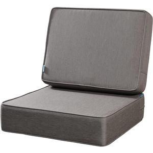 ARTPLAN Outdoor Deep Seat Cushions Set for Patio Furniture,24x24x6,Back18x24x6 Inches,Extra Thick Patio Replacement Cushions,Square,Grey