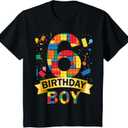 Kids 6rd Birthday Boy 6 Year Old Building Blocks 6th Birthday Boy T-Shirt