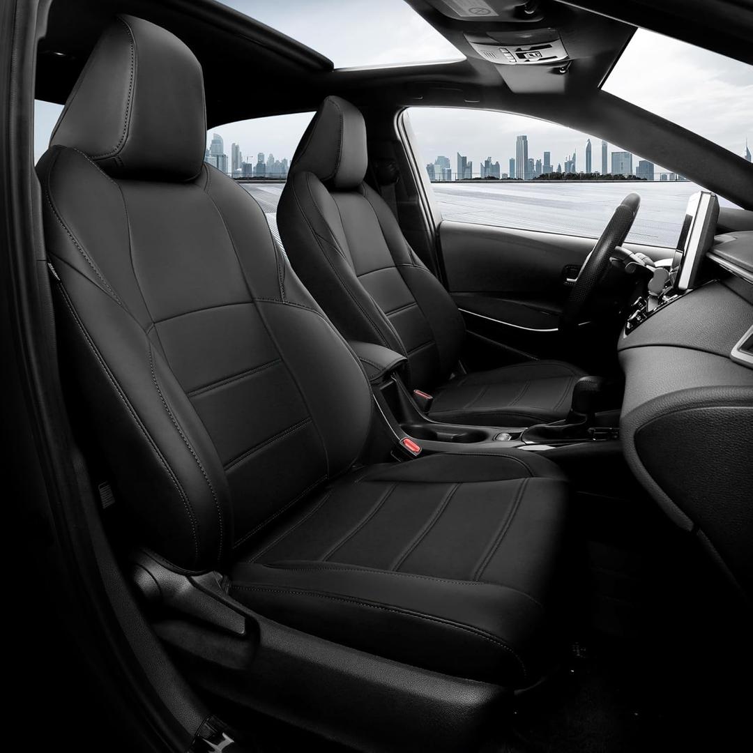 FREESOO for Toyota Corolla Cross Seat Covers S SE XSE 2023 2024 2025 2026, Custom Car Seat Covers Full Set, Luxury Leather Seat Covers for SUV, Waterproof Seat Cover Cushions, Black Only for Hybrid