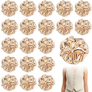 Ouligay 20 PCS Gold Buttons for Blazer Irregular Shape Metal Buttons Vintage Brass Shank Button Zinc Alloy Sewing Button for Suit Coat Shirt Jackets Craft 0.91in
