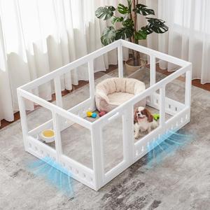 Clear-air Dog Playpen Indoor Acrylic Pen, 24" H, White, 10 Panels