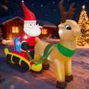 7.2 Ft Length Christmas Inflatable Santa on Reindeer Sleigh Decoration, Durable Blow Up Decoration Built-in LED Light, Christmas Inflatables for Garden Patio Lawn Home Indoor Winter Holiday Party