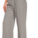 FUNYYZO Wide Leg Pants Women's High Elastic Waisted in The Back Business Work Trousers Long Straight Suit Pants (006# Light Gray (Thin))