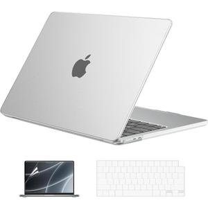 EooCoo Case Compatible with MacBook Air 15 inch 2026 2025-2023 Release M4 A3241 M3 A3114 M2 A2941 Liquid Retina Display, Plastic Hard Shell Case & Keyboard Cover & Screen Protector, Frost Clear