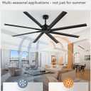 ZMISHIBO 84 Inch Industrial DC Motor Ceiling Fan, Large Ceiling Fan with 8 Reversible Blades, 3 Downrods, 6-Speed Remote Control, Home or Commercial Ceiling Fans for Porch/Garage/Shop, Black