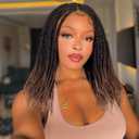 quickwig Senegalese Twist Braided Wig for Black Women Full Lace Short Knotless Twist Wigs Glueless Ombre Brown Synthetic Braids Wigs with Baby Hair Micro Twist Hair 20 inches 1B/30