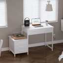 Pamray 47 inch Small Computer Desk with 5 Drawers for Study Writing