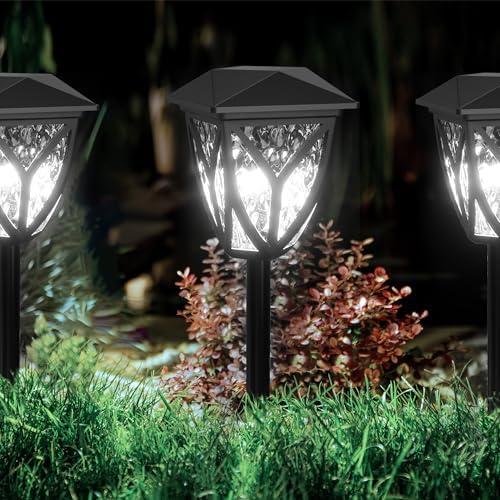 Ensenior 6-Pack Solar Lights Outdoor, 6500K LED Solar Garden Lights for Pathway, Yard, Patio, Walkway, Planter, Waterproof, Energy-Efficient Landscape Lighting