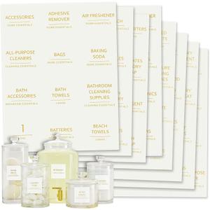 Talented Kitchen Laundry Label Set - Waterproof Gold Cleaning Labels - Space-Saving Laundry Room Organization - Pack of 144, 2.5" Square, Gold on White Matte