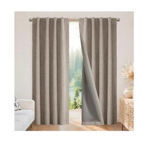 Joydeco Blackout Curtains for Bedroom - Nature Linen 84 Inch Long 100% Light Blocking 2 Panels Set, Rod Pocket & Back Tabs Living Room Drapes, Thermal Insulated Room Darkening Window Curtains