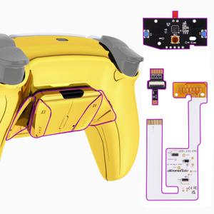 eXtremeRate Back Paddles Programable RISE4 V3 Remap Kit for PS5 Controller BDM-030 040 050 Models, Upgrade Board Chrome Gold Redesigned Bottom Shell 4 Back Buttons Set for PS5 Controller