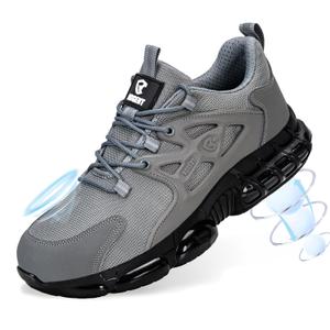 Hogent Steel Toe Shoes for Men Women Composite Toe Work Sneakers Indestructible Safety Tennis Shoes Lightweight Breathable Construction Sneakers Puncture Proof Air Cushion Ergonomic Design 10