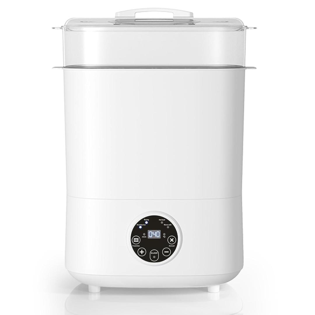 Fisca Baby Bottle Sterilizer and Dryer, 5-in-1 Large Capacity Bottle Sanitizer and Dryer, 2 Layers Compact Baby Bottle Electric Steam Sterilizer and Dryer for Baby Bottles, Pacifiers, Pump Parts