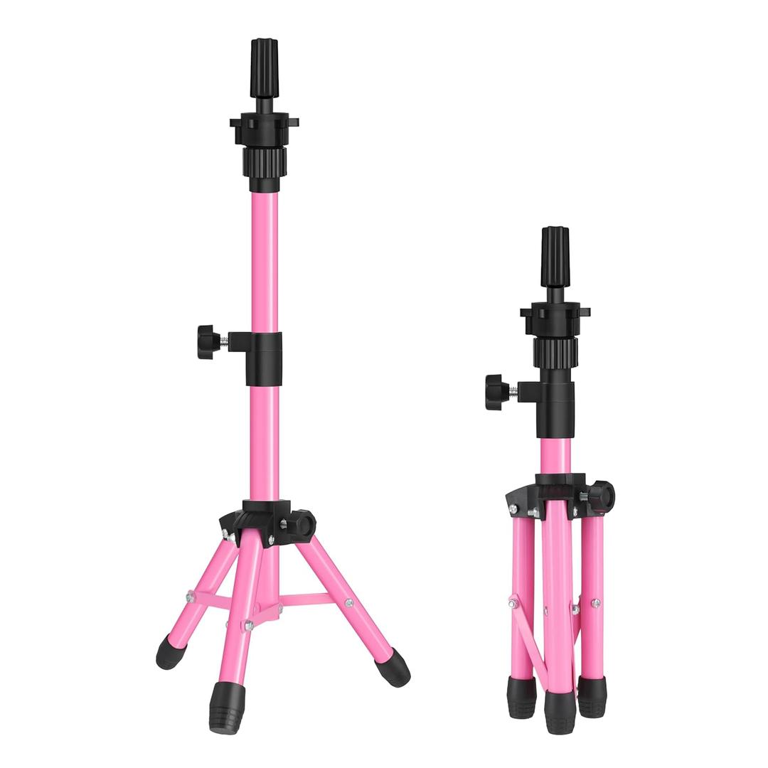 AliLeader 25 Inch Mannequin Head Stand Tripod for Mannequin Head Wig Stand Tripod Wig Head Stand for Training Heads and Canvas Block Head (Mannequin Head Not Included,Pink)
