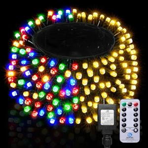 BlcTec Christmas Lights, 300 LED 108FT UL Certified Color Changing Christmas Tree Lights with Remote, 11 Modes, Timer, Waterproof, Connectable String Lights for Xmas Dcor, Warm White & Multicolor