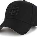 47 Brand MLB Black Black Primary Logo MVP Adjustable Structure Baseball Cap Hat, Adult One Size Fits All (San Diego Padres)