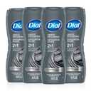 Dial Men 2 in 1 Body and Face Wash, Activated Charcoal, 16 Fl Oz, Pack of 4, Gentle Exfoliating Body Wash with Clean Rinse Technology