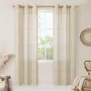 LAMIT Natural Linen Curtains 80 inches Long 2 Panels Set, Bronze Grommet Thick Doorway Curtains Privacy Assured with Light Filtering for Bedroom/Living Room, 34 x 80 Inch, Linen
