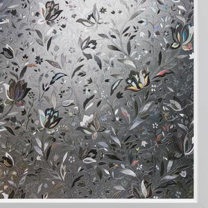 Kromapolis Window Film, Window Privacy Film Frosted, Vinyl Glass Covering, Stained Glass Decorative Film, Static Window Clings, Non-Adhesive (Grayish Black, 29.5 x 78.7 inch), 29.5In x 78.7In