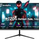 ArcticPro 27 inch Monitor 120Hz, FHD 1080p, Computer Monitor, IPS, 99% sRGB, 1ms Response Time, 3-Sided Frameless, Ultra Slim, VESA Mountable, Anti-Blue Light Design, HDMI & VGA Ports,Black