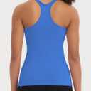 3 Pack Workout Tank Tops for Women with Built in Bra Ribbed Seamless Racerback Athletic Running Gym Yoga Tops (M)