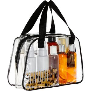 Zodaca Clear Stadium Bag - Quick Security Clear Bag for Stadium Events & Concerts - Waterproof PVC Transparent Travel Pouch for Toiletries - Secure Zipper Closure - 11 x 4 x 7 in, Transparent