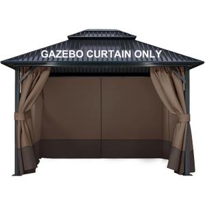 COWVIE 4-Panel 12' x 14' Gazebo Replacement Curtains, Patio Privacy Sidewalls with Double Zipper, Replacement for Outdoor Gazebo Canopy (Curtain Only)
