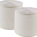 Lamp Shades Set of 2, 11"x 13"x 10" Large Beige Lampshades, Drum Lampshade for Table Lamps Floor Lamp, Natural Linen Fabric Replacement Lamp Shade, Hand Crafted Medium Lampshade, Easy Assembly