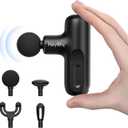 Super Mini Massage Deep Tissue, Handheld Muscle Massager with 4 Heads, Percussion Travel Size Massager for Back Pain Relief, Quiet for Home, Gym, Office, Perfect for Men & Women, Black