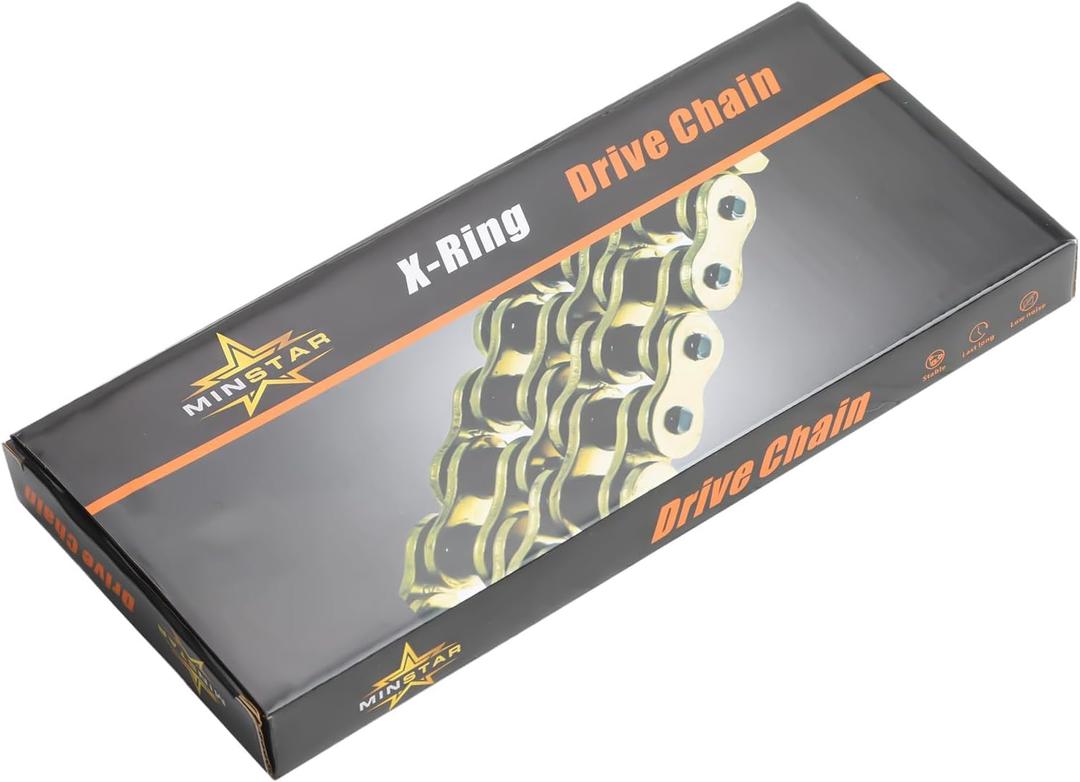 420 Chain X-Ring with Connecting Master Link, Gold(102 106 110 120 124 130 132) Links (124 Link)