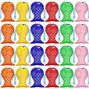 Shappy Fishing Party Favor Drawstring Bags - Fish Themed Gift for Little Fisherman - Candy Goody Treat Bag for Kids Girl Boy (Cute, 24 Pieces)