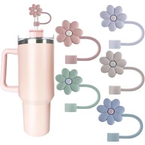 5Pcs 0.4in/10mm Diameter Silicone Straw Covers Cap Compatible with Stanley 20 30&40 Oz Cup, Straws Topper for Stanley 40 Oz Tumbler with Handle, Dust-Proof Straw Caps for Water Bottle