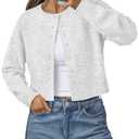 LILLUSORY Womens Cropped Cardigan Sweaters Lightweight Fall Crop Cotton Knit Y2k Outfits Fashion Button Up Clothes 2025 Grey M