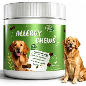 Dog Allergy Chews - Itch Relief for Dogs Immune Support with Colostrum Probiotics - Seasonal Allergies Anti-Itch Skin & Coat Supplement, Itchy Skin & Paw Relief Bites- Chicken Flavor Exp:11-07-27
