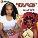 BECUS Shoulder Length Curly Headband Wig for Black Women - Glueless Synthetic Wavy Half Wig - Beginner Friendly Wear and Go Wigs for Gym, Work, and Date Night - Heat Resistant (Natural Black-12 Inch)
