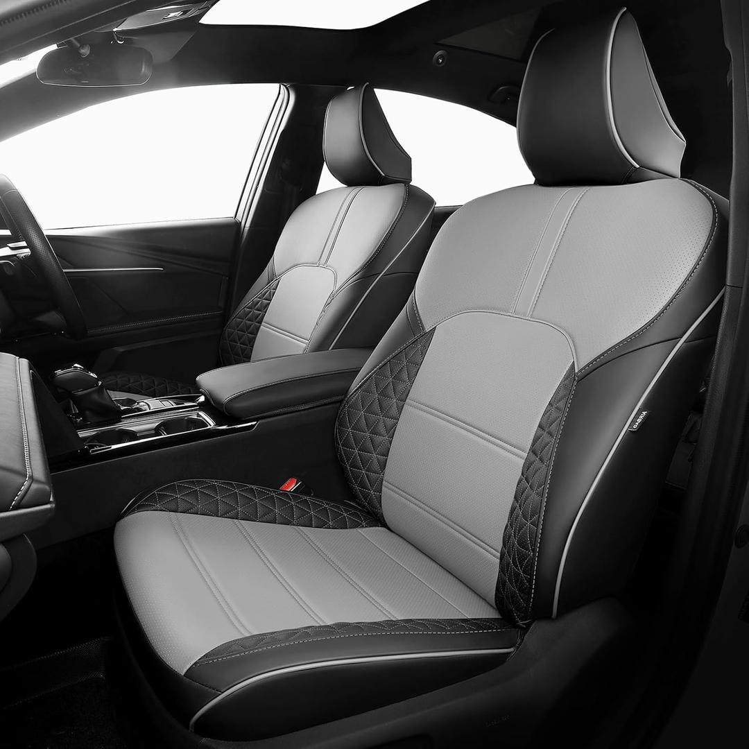 FREESOO 1:1 Custom Fit Seat Covers for Toyota Camry Hybrid XLE - Hybrid XSE 2026 2025, Waterproof Leather Car Seats Cover Full Set for Camry(BlackGrey)